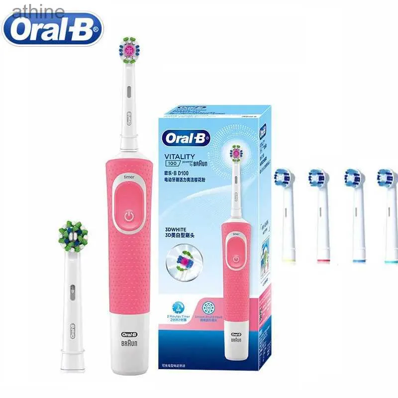 Elektrische Zahnbürsten Ersatzköpfe Oral D100 Vitality Rotationszahnbürste Super Clean Wasserdichter Aufladepinsel für Erwachsene Extra Ersatzkopf YQ240124