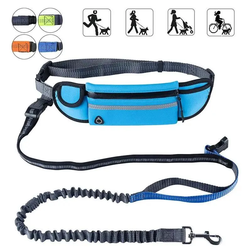 Leashes Hands Free Dog Running Leash with Waist Pocket Adjustable Belt Shock Absorbing Bungee Fits Up To 45 Inch Waist Pet Dog Chain