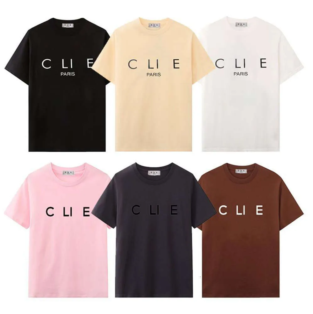 CEL Home Summer Pure Cotton High Edition Classic Chest Letter Print Men's and Women's Short sleeved T-shirt Versatile Loose Short sleeved Sweater Womens Designer