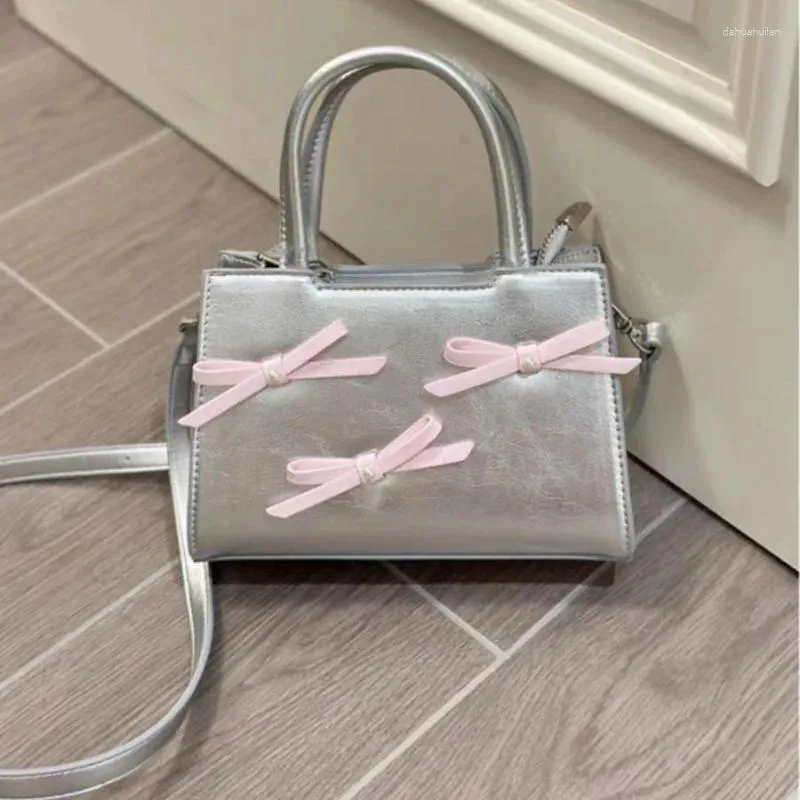 Borse da sera Borsa a tracolla da donna mini quadrata alla moda Borsa a tracolla da donna in pelle PU con fiocco dolce Borsa piccola da donna semplice