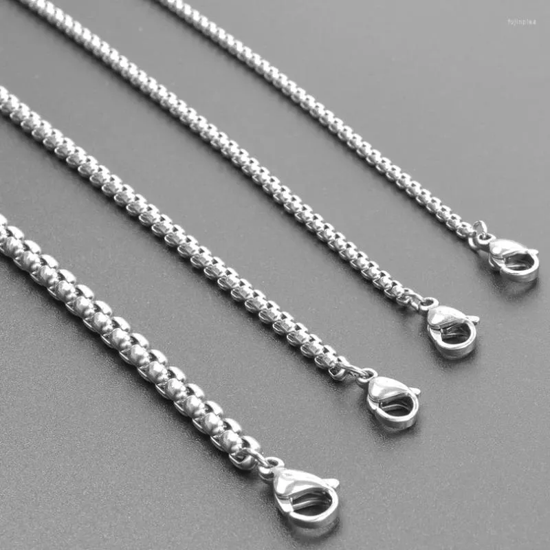 Chaînes 1pc acier inoxydable 2/2.5/3/4mm carré perle lien chaîne colliers 40-60 cm hip hop rolo figaro hommes femmes collier de base bijoux