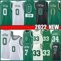 Boston''Celtics''JerseyJayson 0 Tatum Jaylen 7 Brown 2022 City Bostons Basketball Jersey Kevin 5 Garnett Celtices Paul 34 Pierce Green White 75th S