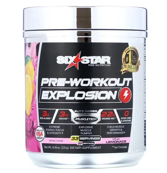 Tanks Six Star, Preworkout Explosion, Pink Lemonade, 8.16 온스 (231g)