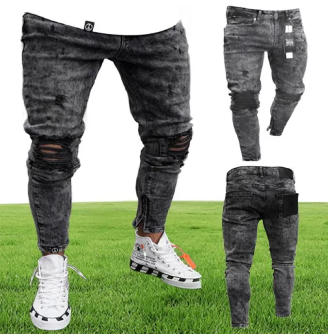 EBaihui 2021 Europese en Amerikaanse Slimfit Gescheurde Jeans Mode Zwarte Broek met Rits Voeten Skinny Casual Jeans L0053894561