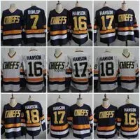 Hanson Brothers Charlestown Mens 16 Jack Hanson 17 Steve 18 Jeff #7 DUNLOP 1 LEMIEUX 3 Killer Slap Shot Movie Jerseys