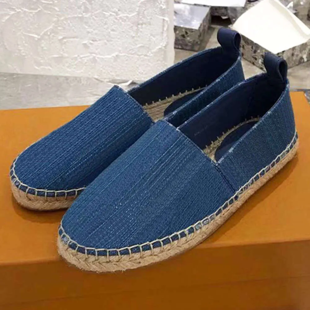 Tasarımcı spor ayakkabılar kadın düz ayakkabı tuval espadrilles sandal denim kutu 513 ile rahat stil