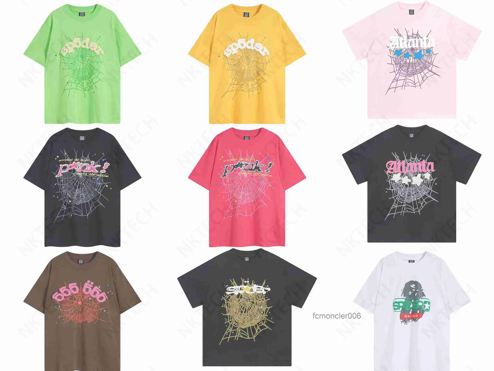 Мужская дизайнерская футболка Pink Young Thug Sp5der 555555 и женская футболка премиум-класса с принтом «Паутина» Fashion 7MSM 7MSM 7MSM