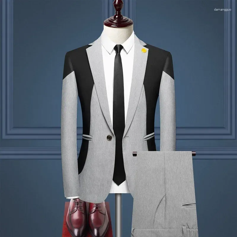 Мужские костюмы высокого качества Clash (брюки) Модный деловой костюм в британском стиле Молодежный торжественный комплект из двух предметов