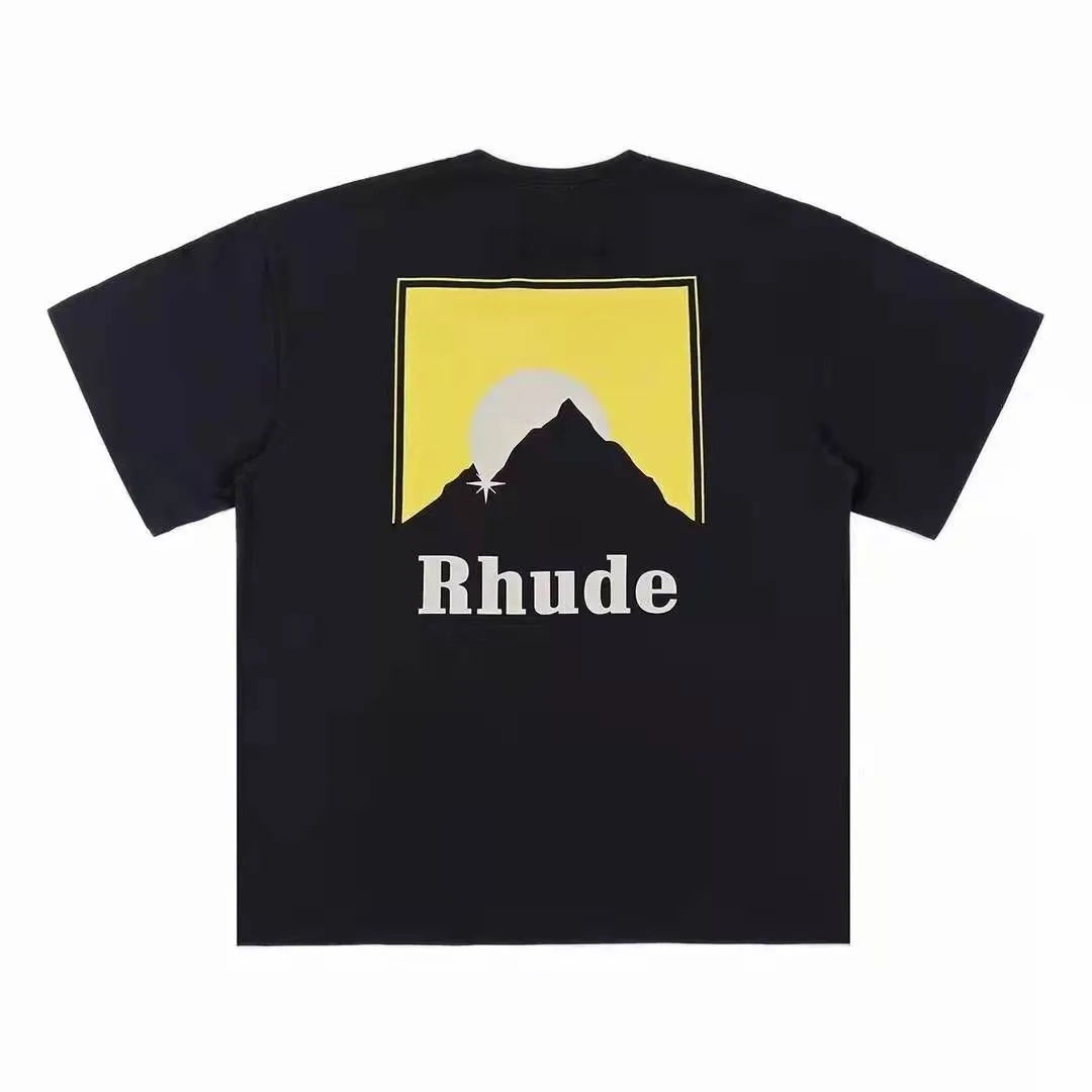 RH Tasarımcılar Erkekler Rhude Nakış Tişörtleri Yaz Mens Üstleri Mektup Polos Gömlek Kadın Tshirts Giyim Kısa Kollu Büyük Artı Boyut% 100 Pamuk Tees Boyutu S-XL 13