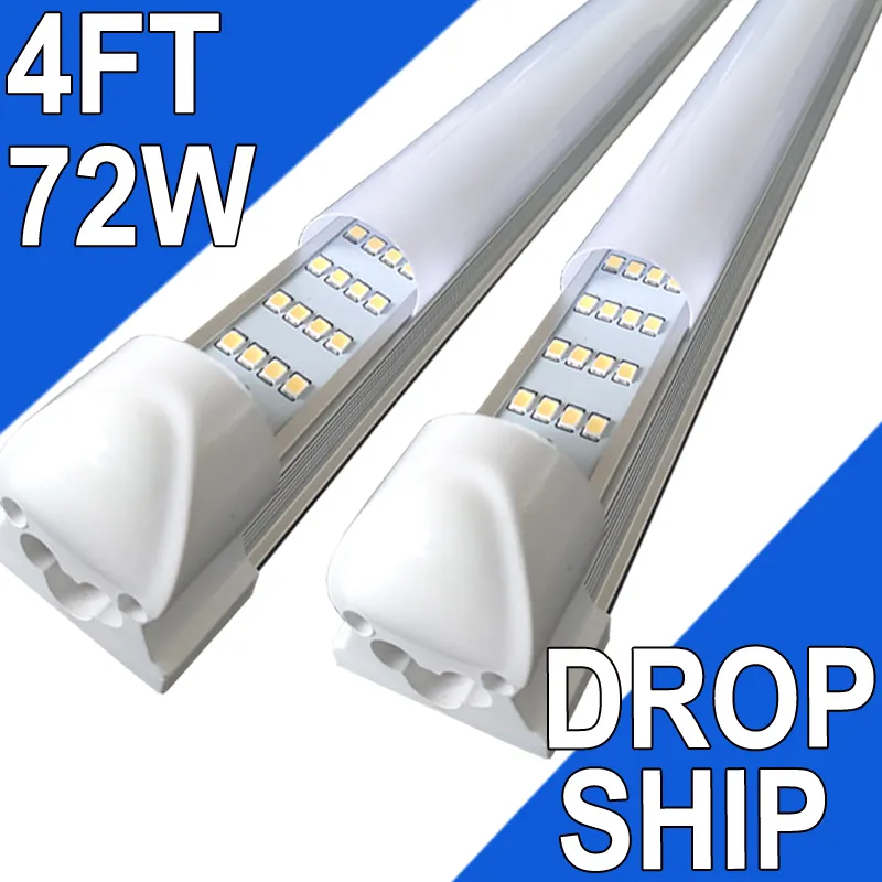 LED T8 Integrated Fixture 4FOOT 72W Länkbar LED -butiksljus, LED -takljus och under skåpsljus, för svalare, garage, lager, mjölktäck 25 pack usastock