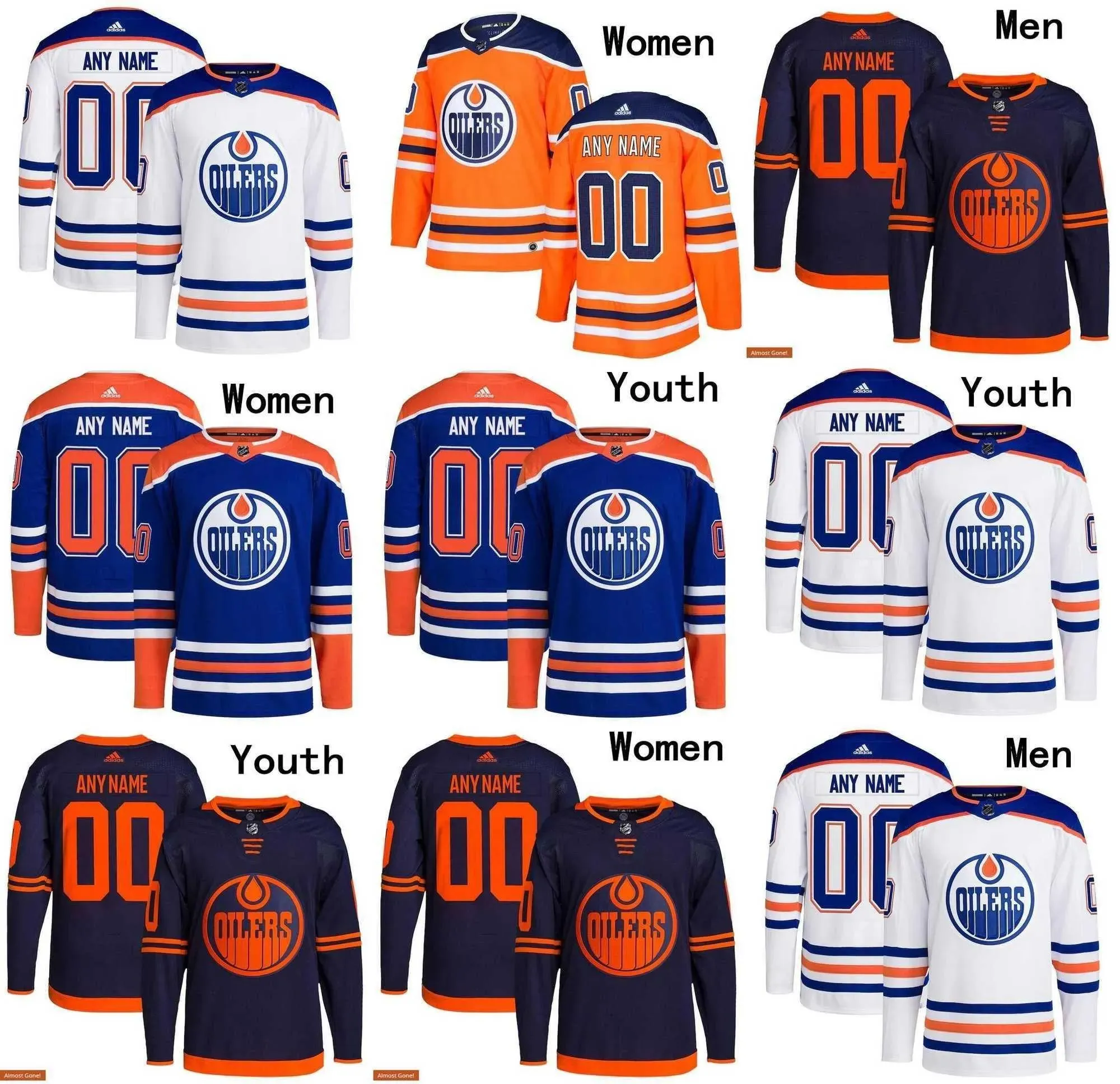 CUSTOM CUSTOM Edmonton Männer Frauen Jugend Oilers Hockey Trikots 55 Dylan Holloway 18 Zach Hyman 91 Evander Kane 13 Jesse Puljujarvi 56 Kailer Y