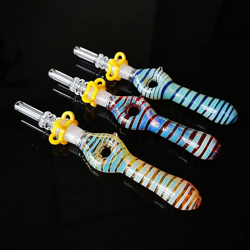 New Heady Glass Nectar Collector with 10mm Quartz Tips Keck Clip Smoking Pipe Nector Collector Kit 2 Styles