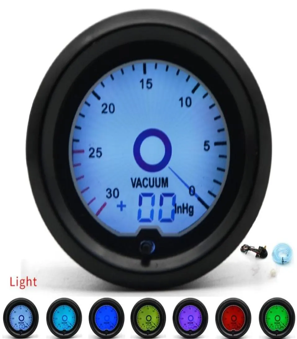 2 tum 52mm vakuummätare 7 färg racing mätare LCD digital displaybil mätare flera färger5667363