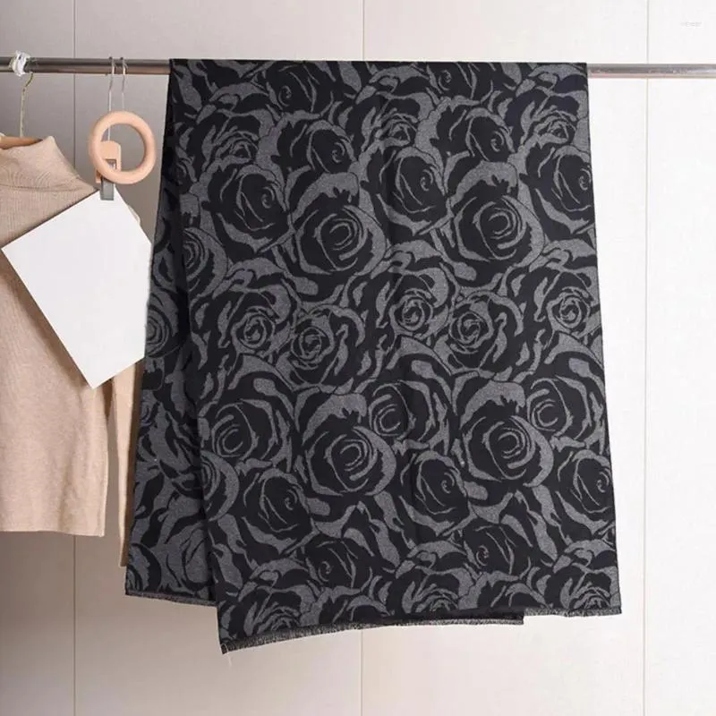 Scarves Winter Accessory Warm Scarf Vintage Rose Print Women's Thick Knitted Soft Windproof Shawl For Stylish Sunshade