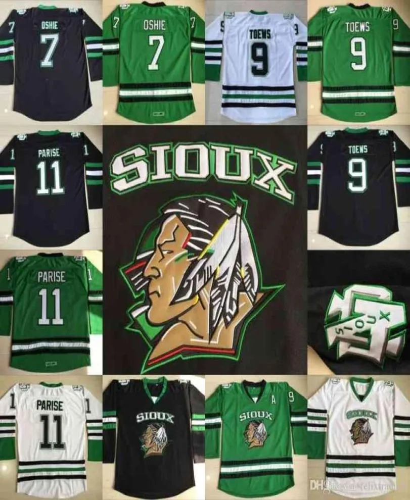 Thr North Dakota Fighting Sioux Hockey Jerseys 9 Jonathan Toews 7 TJ Oshie 11 Zach Parise 싸움 Sioux Dakota College Hockey J3458945