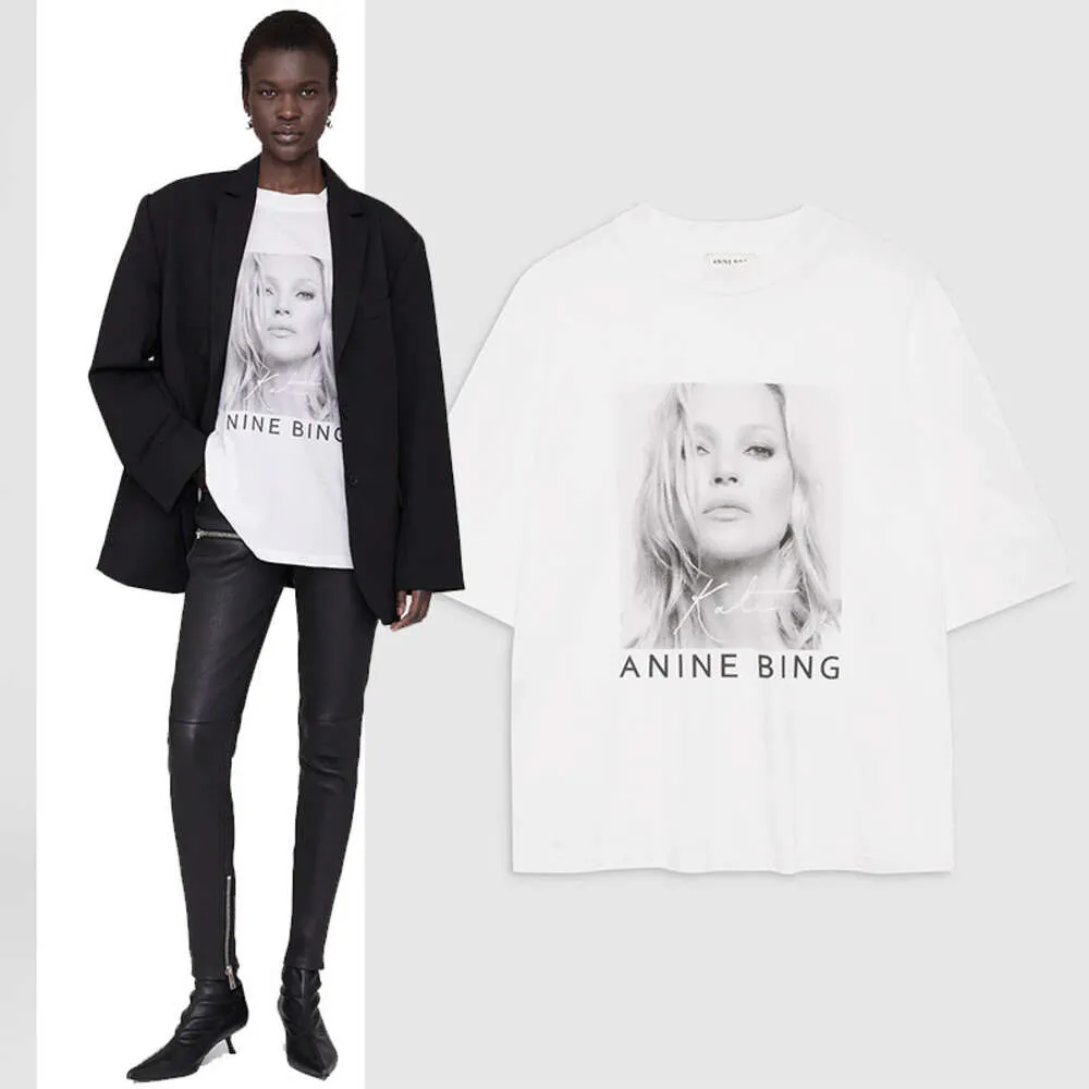 T-shirt féminin 24SS Annie Nouveau niche AB AV Front Kate Avatar Lettre imprimé Coton T-shirt à manches courtes en vrac pour femmes