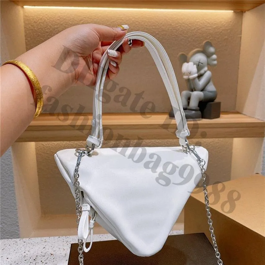 Unique Design White triangle Side Shoulder Crossbody Small Bags Genuine Leather Women Fashion Brand Cross Body Hand Bag Mini Size 239h