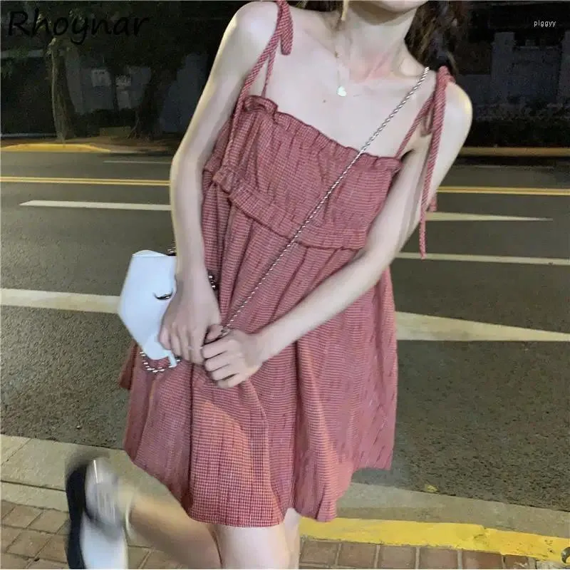 Casual Dresses Sleeveless Dress Women Sexy Streetwear Summer Korean College 90's Cute Plaid Harajuku Simple Preppy Style Vestidos