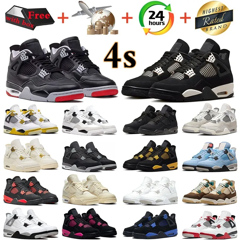 mit Box 4 4s-Basketballschuhe Bred Reimagined Vivid Sulphur Military Black Cat Thunder Frozen Moments Sail Herren-Trainer Damen-Turnschuhe Sport