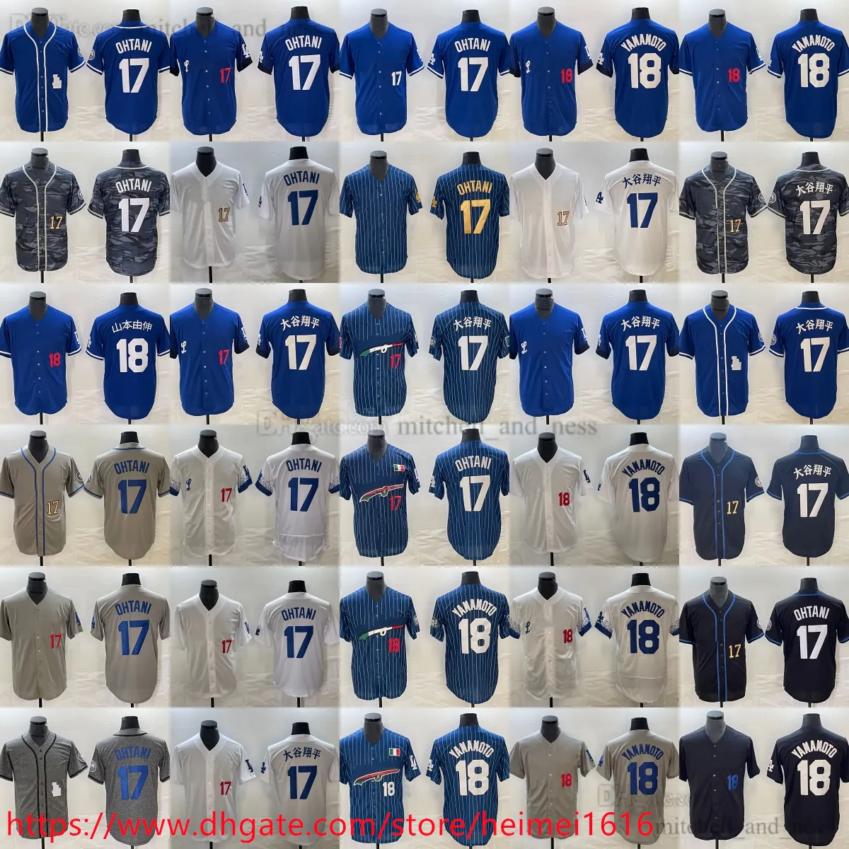 2024 New Baseball 17 Shohei Ohtani Jersey Home away 18 Yoshinobu Yamamoto Jerseys Black Blue White Grey Breathable Sports Shirt Man Women Youth Kids Boys