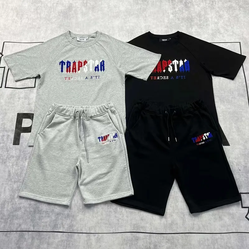 Trapstar heren shorts en t-shirt set tracksuits paren paren handdoek borduurbrief Letter dames crew nek val star sweatshirt pakken maten-xl