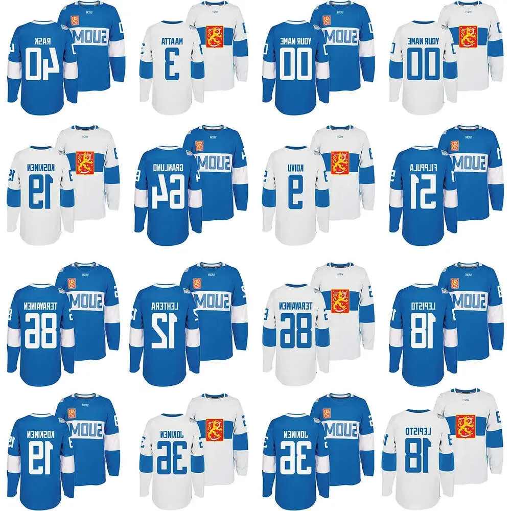 Team Finland 2016 World Cup Of WCH Hockey Jerseys 40 Tuukka Rask 35 Pekka Rinne 64 Granlund 9 Mikko Koivu 86 Teuvo Teravainen 3 Olli Maatta Hig