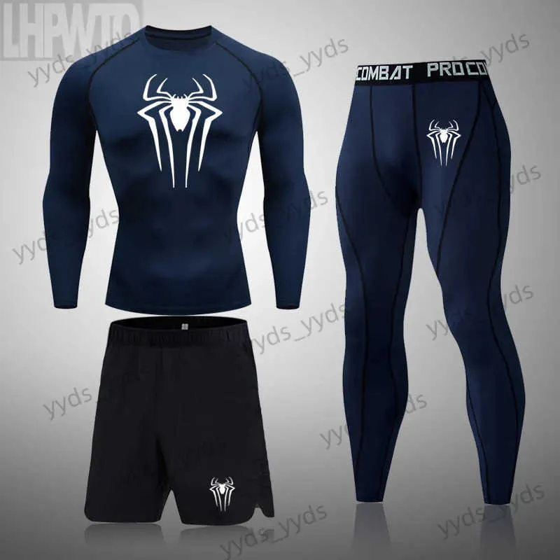 Herrspårsport Sport Sport Suits Män som driver kompression T Shirt Gym Sports Trainade kläder MMA Jogging Pant Rashguard Kläder Fitness Sportwear Suit T240124