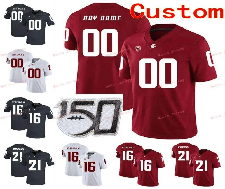 Cucito personalizzato 16 Gardner Minshew II 18 Anthony Gordon 19 Brandon Arconado 21 Max Borghi Washington State Cougars Uomo Donna Youth2092076