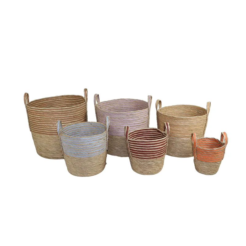 handmade laundry baskets storage organizer planter basket woven straw wicker storage basket with handles