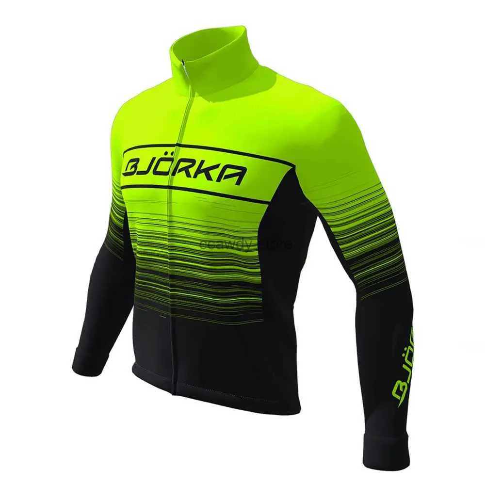 T-shirts hommes Bjorka Sport Winter Men's Cyclisme Long Seve Thermique Fece Veste Chaqueta Termica Ciclismo Roadbike VTT Motocycliste ChemisesH24123