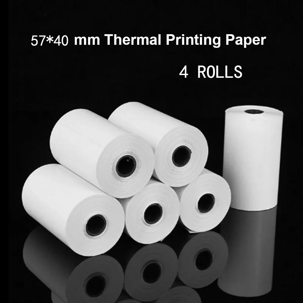 Papier, 4 Rollen, 57 x 40 mm, Thermodruckpapier für POS-Systemdruck, Thermodruckerdruck, Gastronomie, Supermarkt, Quittungsdruck