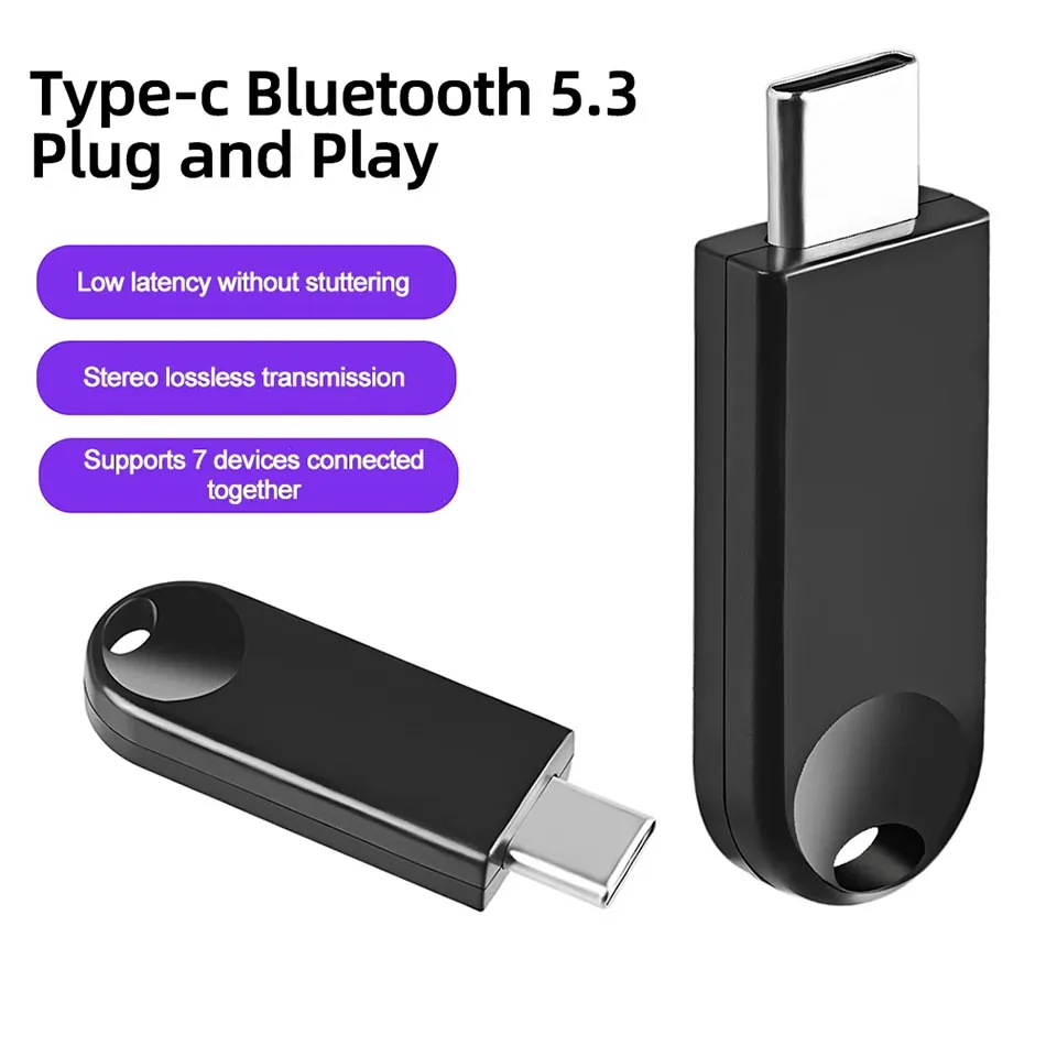 DHgate.com:USB-C Bluetooth 5.3 Dongle for PC, Audio Streaming to 
