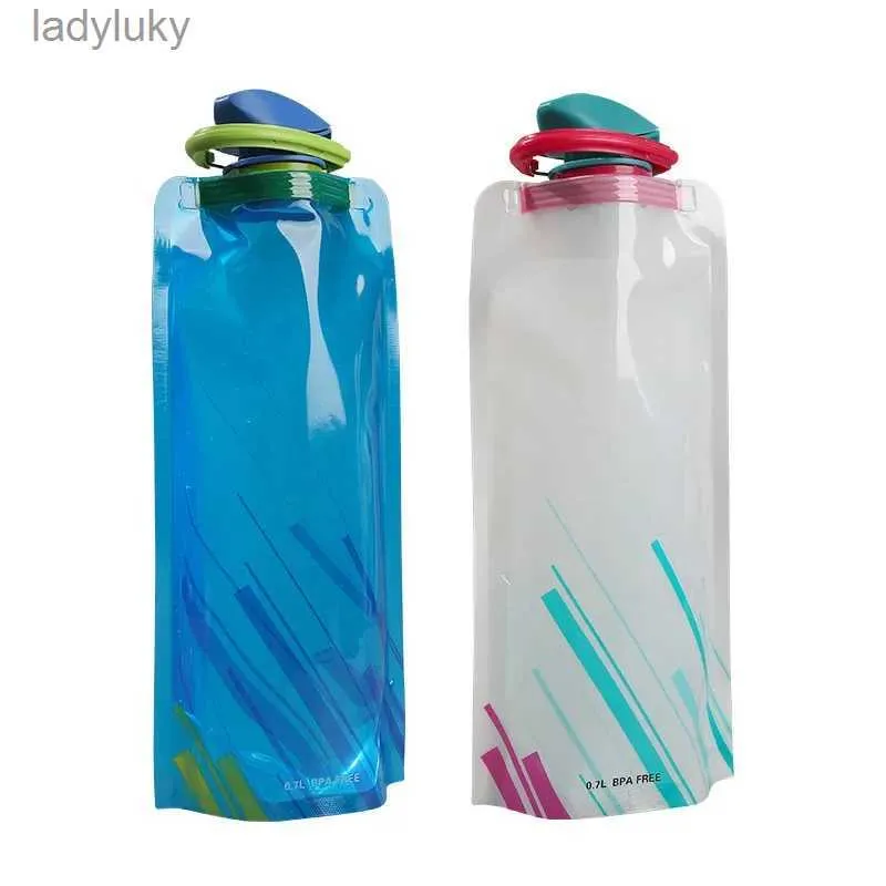 Water Bottles Cages 1PCS Foldable Running Outdoor Activities Water Bottle 700ml Portable Water Bag Collapsible Kettle Cycling Plastic Water CupL240124