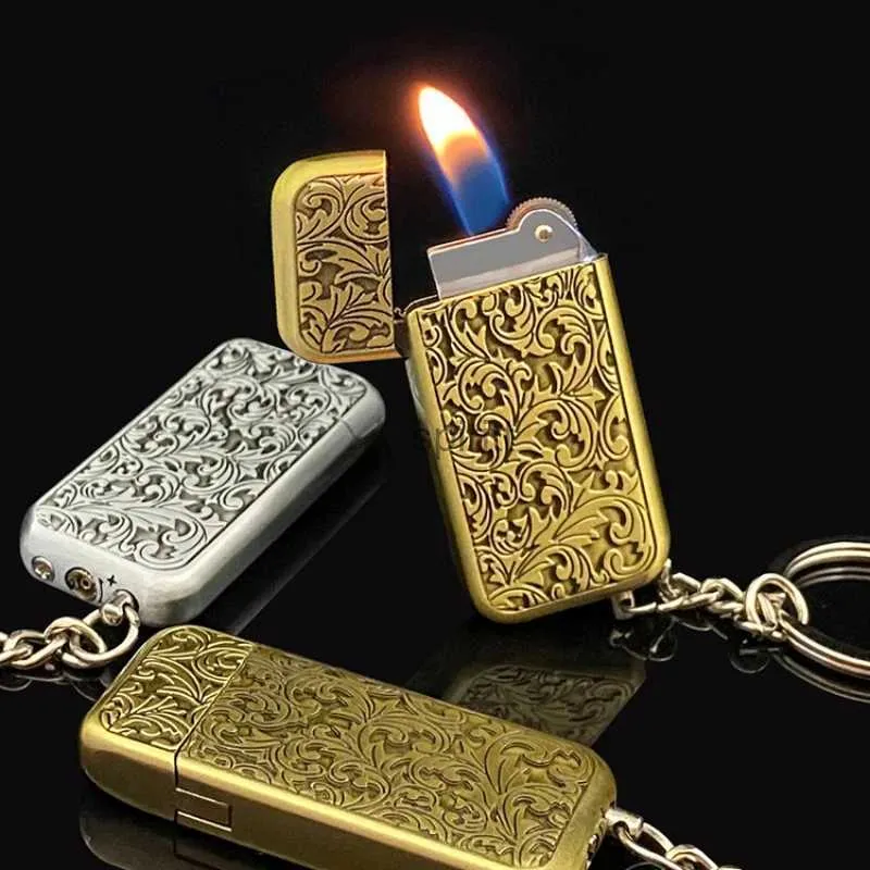 Briquets porte-clés gaz Butane gonflable Mini meule Antique briquet à flamme nue YQ240124