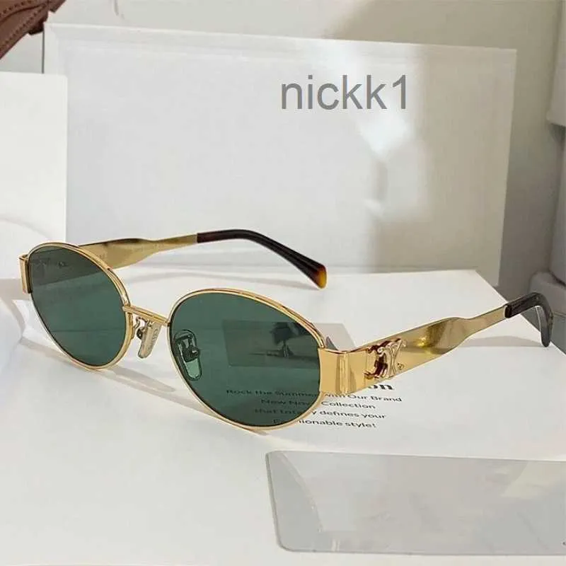 Luxury Triumphal Arch Sunglasses Oval Designer 4235 Metal Legs Green Lenses Sexy Women's Retro Travel Beach Glasses K714