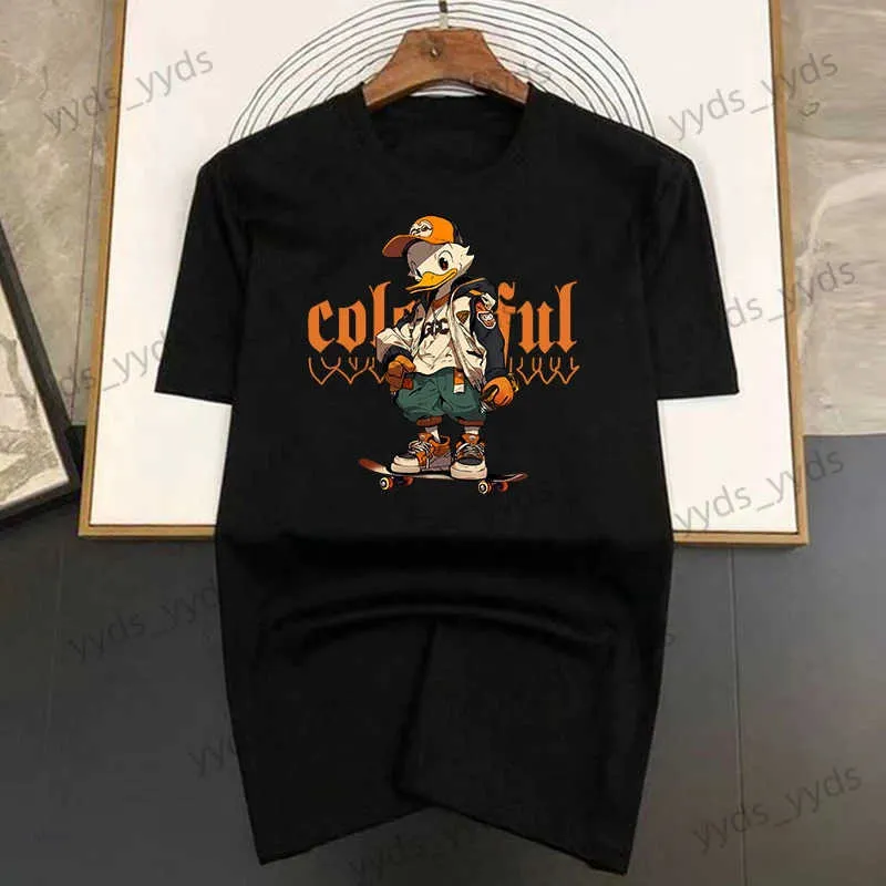 Men's T-Shirts Fashionable Duck Print Summer High Quality T-shirt Men Women Cotton Short Sleeve Casual Fashion Tees Oversized Streetwear T240124