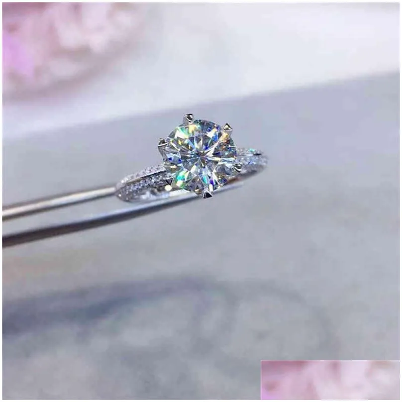 Wedding Rings 1Ct 3Ct 5Ct Quality Cut Wedding Rings Color High Clarity Moissanite Diamond Birthday Party Ring For Women Luxury 18K Go Dhw6F