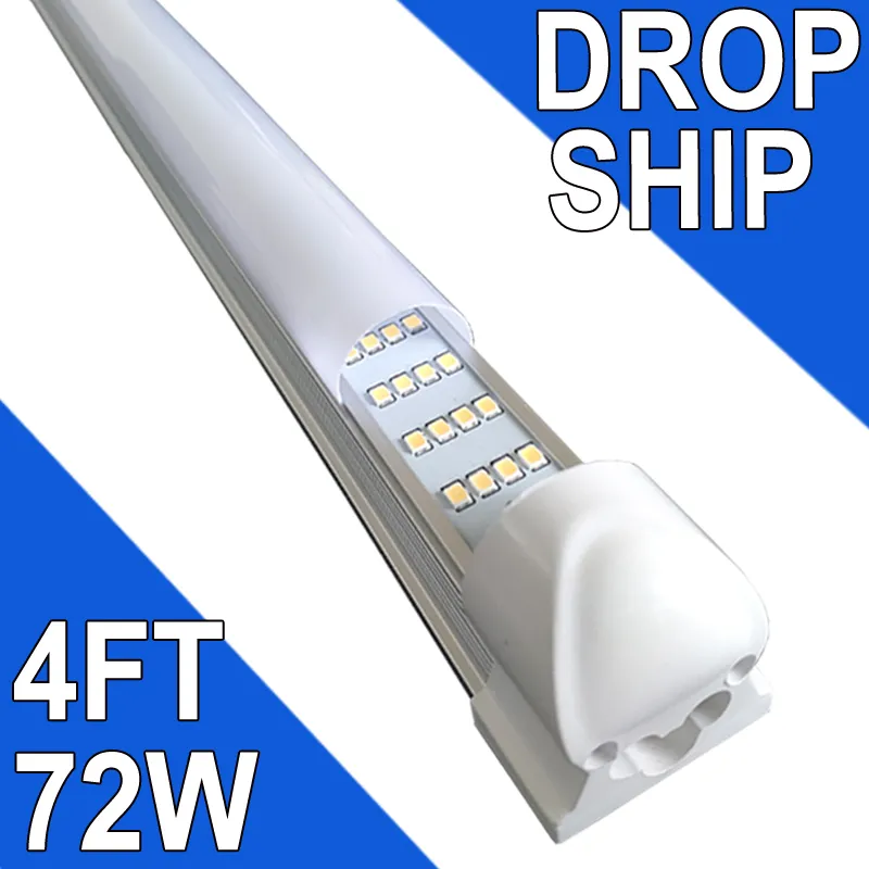 LED w sklepie LED, 4ft 72W 6500K zimny biały, NO-RF RM 4 stopy T8 zintegrowane lampy lampowe LED, Plug In Warehouse Garage Lighting, 4 rzędy, wysoka wyjście, połączenie USASastock
