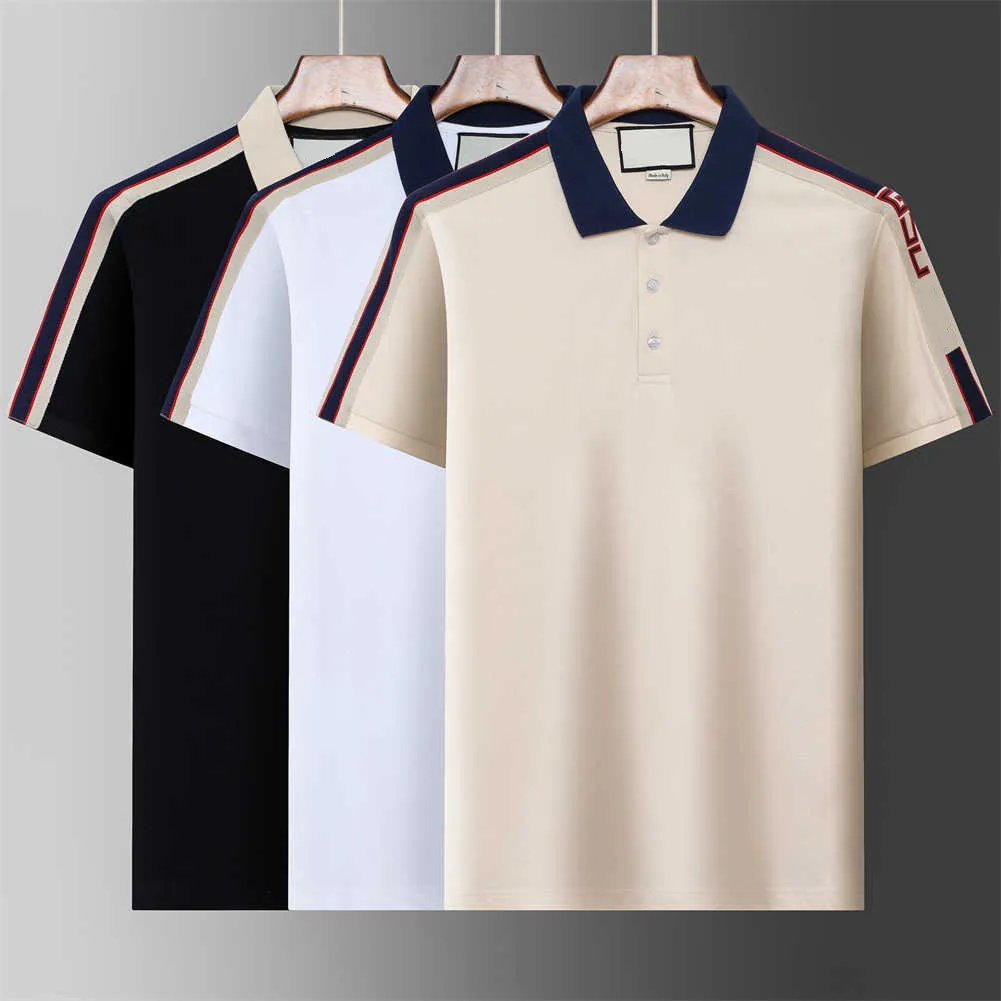 Designer mäns polo skjorta mönster t-shirt mode kort ärm betoning broderad orm strumpa tryckt mönster kläder svart och vit m-xxxl