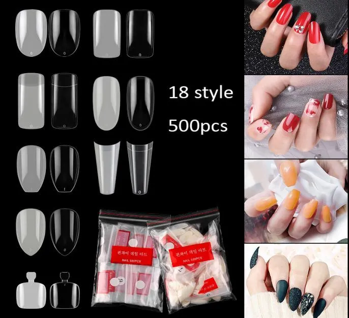 500 st. Tryck på nagelspetsen klar vit full täckning franska falska tå tips usape akryl uv gel manikyr naf0143822444