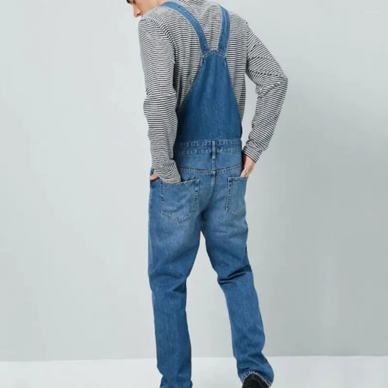 Мужские джинсы, мягкий джинсовый комбинезон, дышащий комбинезон с подтяжками, длинные брюки для мужчин, невыцветающий однотонный нагрудник с несколькими карманами