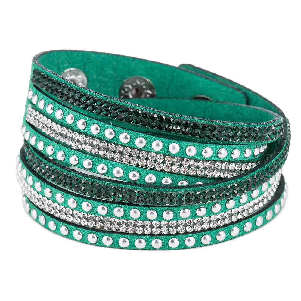 Miasol Double Wrap Velvet Leather Fabric Bangles With Full