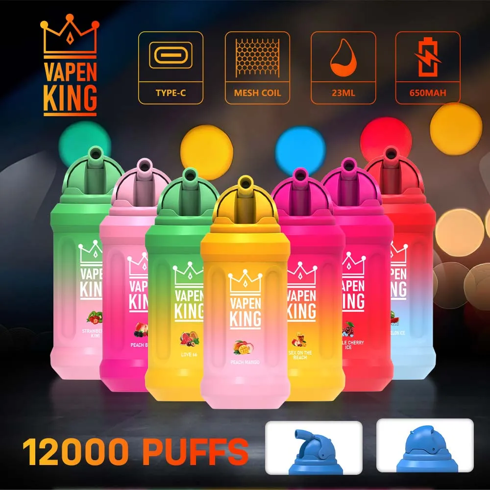 Original VAPEN King 12000 Puff 12k Disposable Vape Pen E cigarettes 23ml Pre filled Pods Cartridge 650mAh Rechargeable Battery Puffs 12K Instock