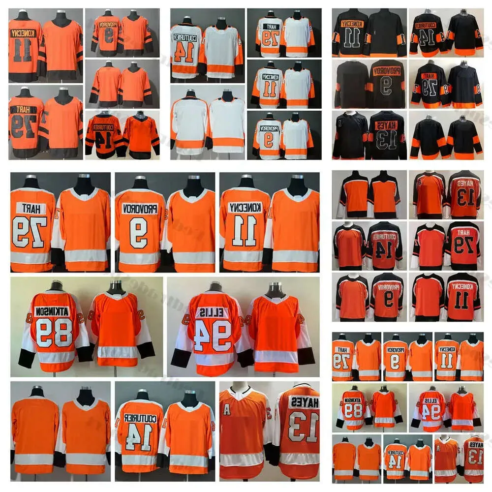 2023 Reverse Retro Hockey Jerseys 11 Travis Konecny 9 Ivan Provorov 13 Kevin Hayes 14 Sean Couturier 79 Carter Hart 89 Cam Atkinson 94 Ryan Hig