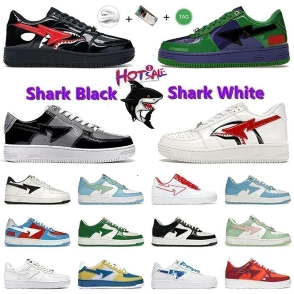 New Bapestar Shoes Sta Low Sneaker Nigo Designer Apes Comics Shark Black White Grey Pink Suede Green White Abc Color Camo Blue Mens Gai