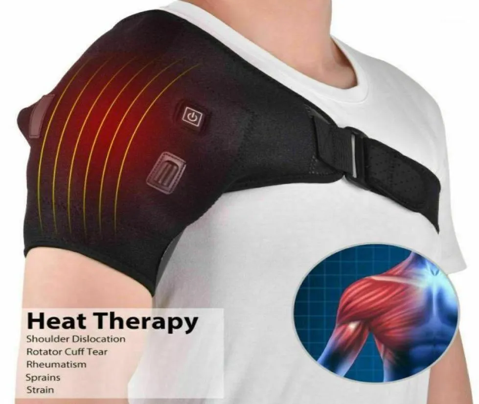 Armvärmare Sportsäkerhetstillbehör Justerbar uppvärmd axel Wrap Heat Pad Shoulder Support Brace Cold Therapy16572240