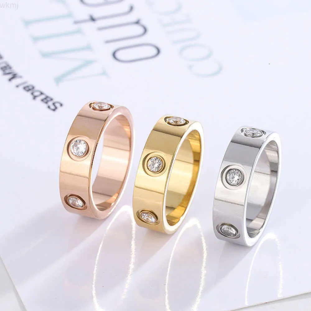 Anéis de dedo masculinos femininos simples joias banhadas a ouro anel de diamante de aço inoxidável