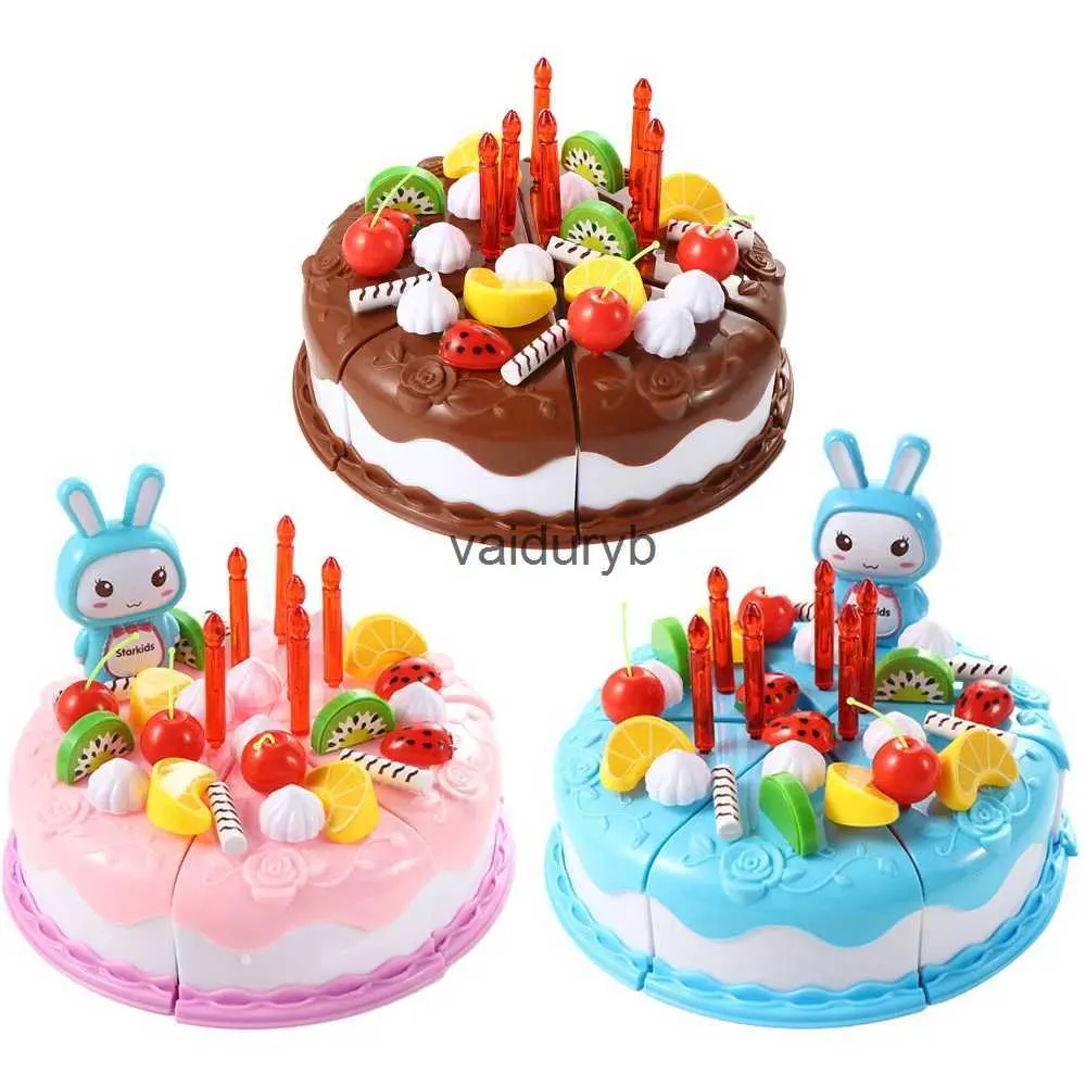 Cuisines jouer à la nourriture 37 pièces bricolage semblant cuisine jouets fruits anniversaire gâteau coupe enfants jeux de Simulation pour les filles garçonsvaiduryb