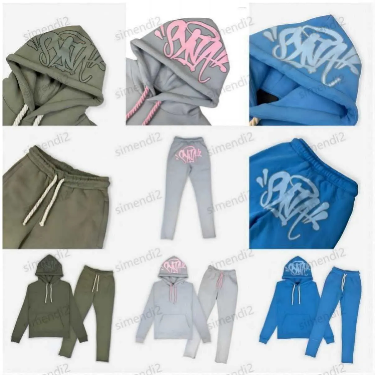 Sweatshirts Survêtements pour hommes Streetwear Synaworld Y2K Sweat à capuche Pantalon de survêtement Deux pièces Lettres Broderie Baggy Set Sportswear dgff