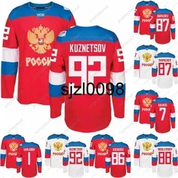 Sj98 2016 World Cup Team Russia Hockey Jersey WCH 86 Kucherov 87 Shipachev 9 Orlov 7 Kulikov 1 Varlamov 92 Kuznetson 77 Telegin Ice Hockey Jersey